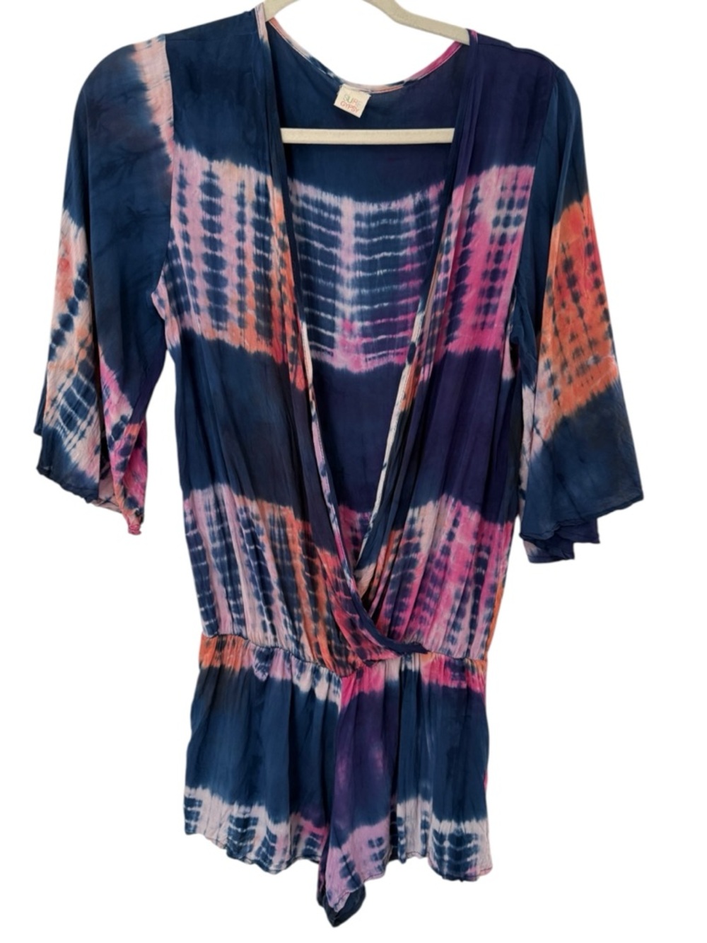 Surf Gypsy Blue Pink Orange Tie Dyed Romper Swim Cover-up Size Small (estimated)